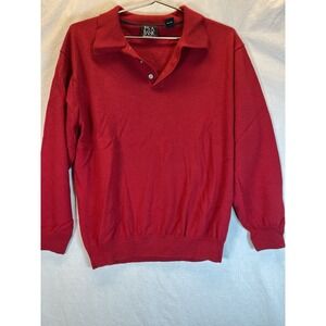 Jos A Bank Long Sleeve Sweater Polo Sz XL 100% Merino Wool  Fall Winter